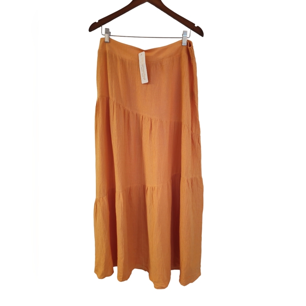 NWT Soft Surroundings Madison Gauze Maxi Flowy Skirt Apricot Tan Size XL 18